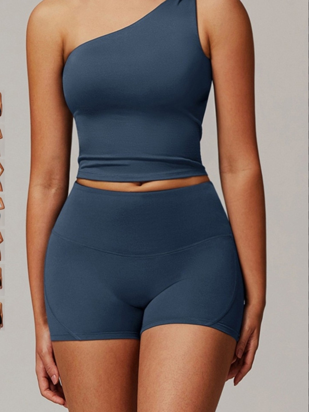 High-Waist Performance Shorts in Slate